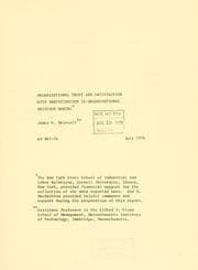 Tapa de Organizational trust and satisfaction with participation in organizational decision making