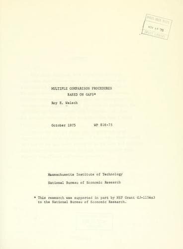 Tapa de Multiple comparison procedures based on gaps