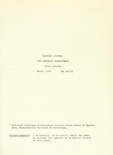 Tapa de Planning systems for strategic development