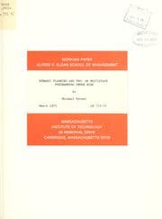 Tapa de Dynamic planning and two- or multistage programming under risk
