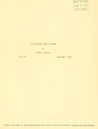 Tapa de A re-issue policy model