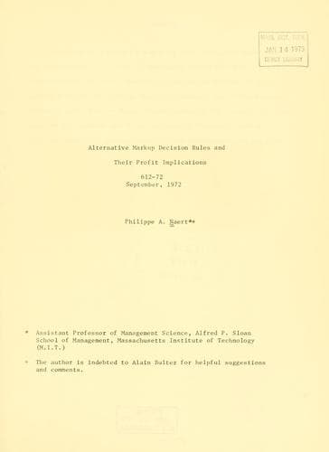 Tapa de Alternative markup decision rules and their profit implications