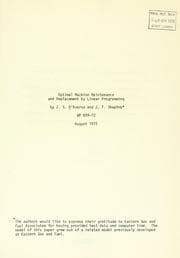 Tapa de Optimal machine maintenance and replacement by linear programming