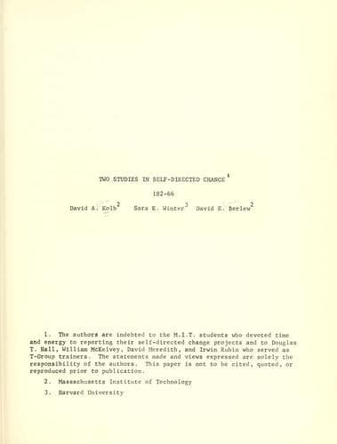 Tapa de Two studies in self-directed change