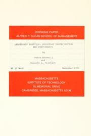 Tapa de Leadership behavior, budgetary participation and performance