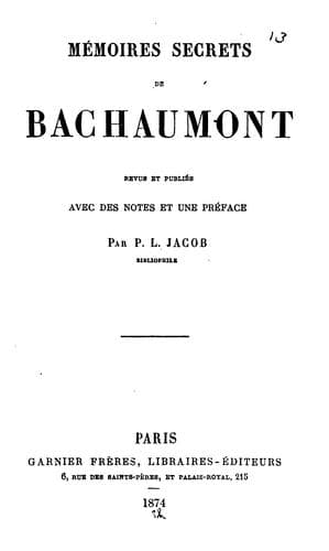 Tapa de Mémoires secrets de Bachaumont