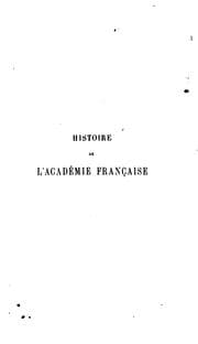 Tapa de Histoire de l'Académie française