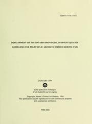 Tapa de Development of the Ontario Provincial Sediment Quality Guidelines for Polycyclic Aromatic Hydrocarbons (PAH)