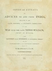 Tapa de Copies and extracts of advices to and from India