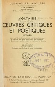Tapa de Oeuvres critiques et poétiques