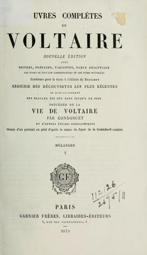 Tapa de Oeuvres complètes de Voltaire