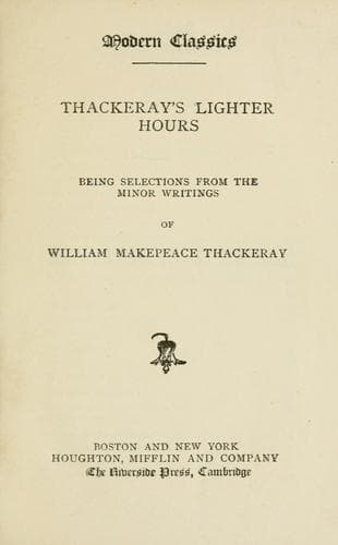Tapa de Thackeray's lighter hours