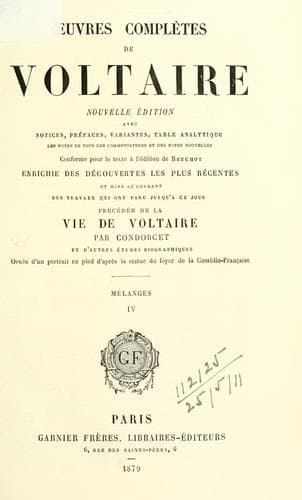 Tapa de Oeuvres complètes de Voltaire