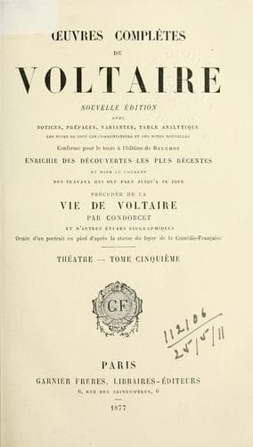 Tapa de Oeuvres complètes de Voltaire