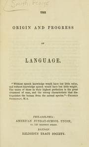 Tapa de The origin and progress of language