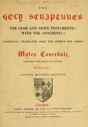 Tapa de The Holy Scriptures of the Olde and Newe Testamente