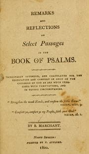 Tapa de Remarks and reflections on select passages in the book of Psalms