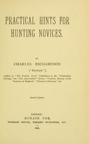 Tapa de Practical hints for hunting novices