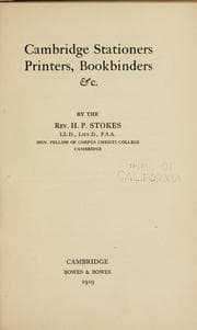 Tapa de Cambridge stationers, printers, bookbinders, &c
