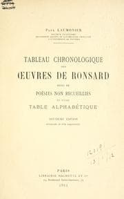 Tapa de Tableau chronologique des oeuvres de Ronsard