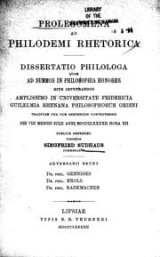 Tapa de Prolegomena ad Philodemi Rhetorica