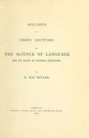 Tapa de Syllabus of three lectures on the science of language and its place in general education
