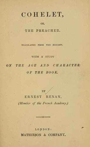 Tapa de Cohelet, or The Preacher