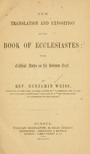 Tapa de New translation and exposition of the book of Ecclesiastes
