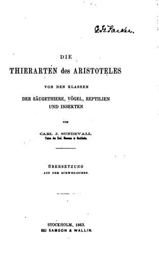 Tapa de Die thierarten des Aristoteles