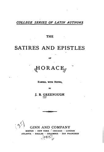 Tapa de Satires and Epistles