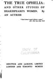 Tapa de The True Ophelia: And Other Studies of Shakespeare's Women