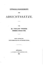 Tapa de Entwickelungsgeschichte der Absichtssätze