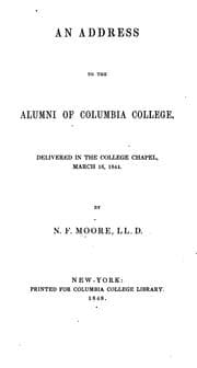 Tapa de An Address to the Alumni of Columbia College, Delivered in the College Chapel, March 16, 1844