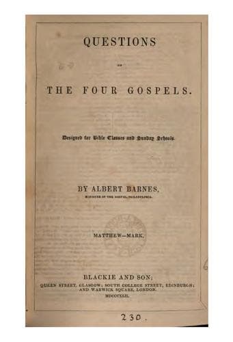 Tapa de Questions on the four Gospels