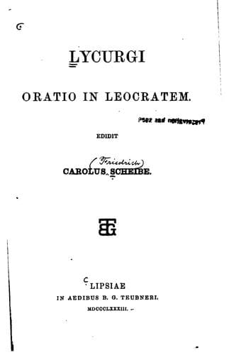 Tapa de Lycurgi Oratio in Leocratem