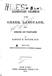 Tapa de An Elementary Grammar of the Greek Language: With Exercises Andvocabularies