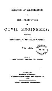 Tapa de MINUTES OF PROCEEDINGS OF THE INSTITUTION OF CIVIL ENGINEERS; WITH OTHERS SELECTED AND ...