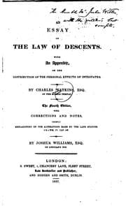 Tapa de An Essay on the Law of Descents: With an Appendix on the Distribution of the Personal Effects of ...
