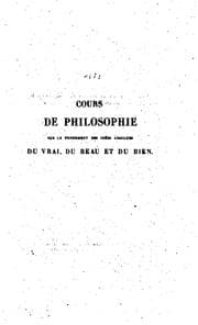 Tapa de Cours de philosophie, professé à la faculté des lettres pendant l'année 1818 ...