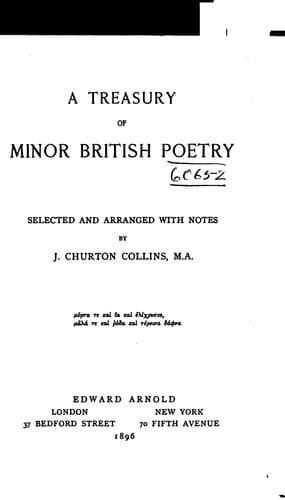 Tapa de A Treasury of Minor British Poetry
