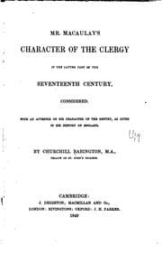 Tapa de Mr. Macaulay's Character of the Clergy: In the Latter Part of the Seventeenth Century ..