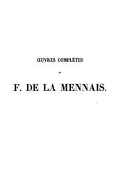 Tapa de Oeuvres complètes de F. de la Mennais