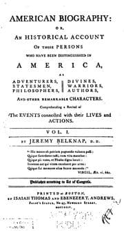 Tapa de American Biography, Or, An Historical Account of Those Persons who Have Been Distinguished in ..