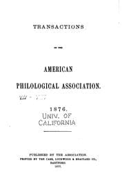 Tapa de Transactions of the American Philological Association: 1869-1896