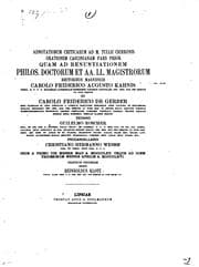 Tapa de Adnotationum criticarum ad M.T. Ciceronis Orationem Caecinianam Pars Ier quam ad Renuntiationem ..