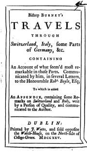 Tapa de Bishop Burnet's Travels Through Switzerland,: Italy, Some Parts of Germany, &c. ... To which is ..