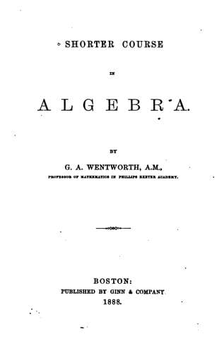 Tapa de Shorter Course in Algebra