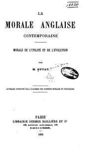 Tapa de La morale anglaise contemporaine: morale de l'utilité et de l'évolution