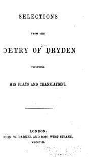 Tapa de Selections from the Poetry of Dryden: Including His Plays and Translations