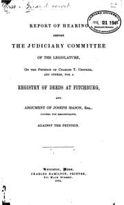 Tapa de Report of Hearing Before the Judiciary Committee of the Legislature: On the ...